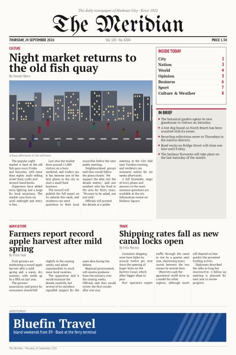 The Meridian Daily, Thursday, 24 September 2026