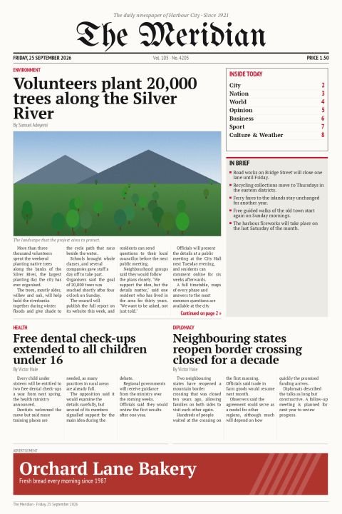 The Meridian Daily, Friday, 25 September 2026
