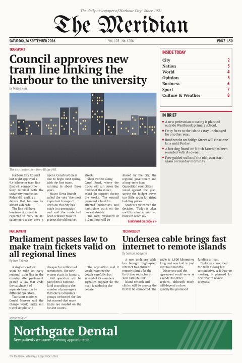 The Meridian Daily, Saturday, 26 September 2026