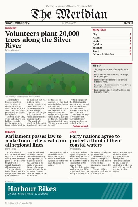 The Meridian Daily, Sunday, 27 September 2026