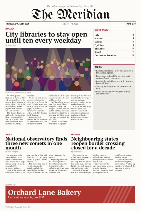 The Meridian Daily, Thursday, 1 October 2026