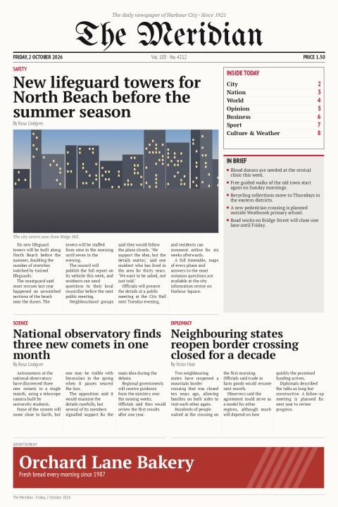 The Meridian Daily, Friday, 2 October 2026