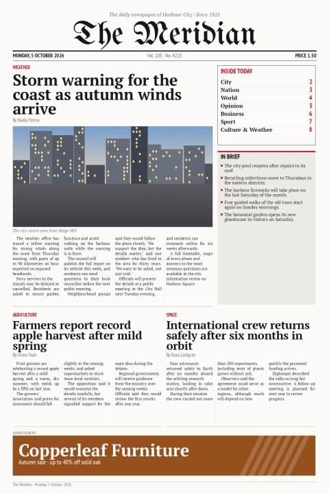The Meridian Daily, Monday, 5 October 2026