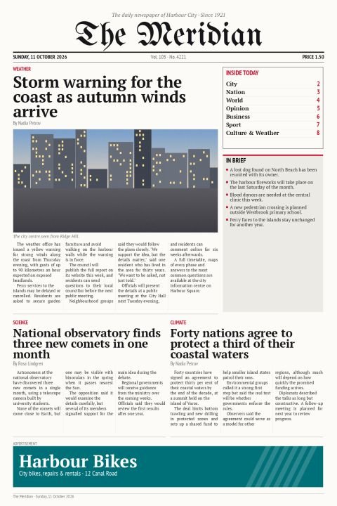 The Meridian Daily, Sunday, 11 October 2026
