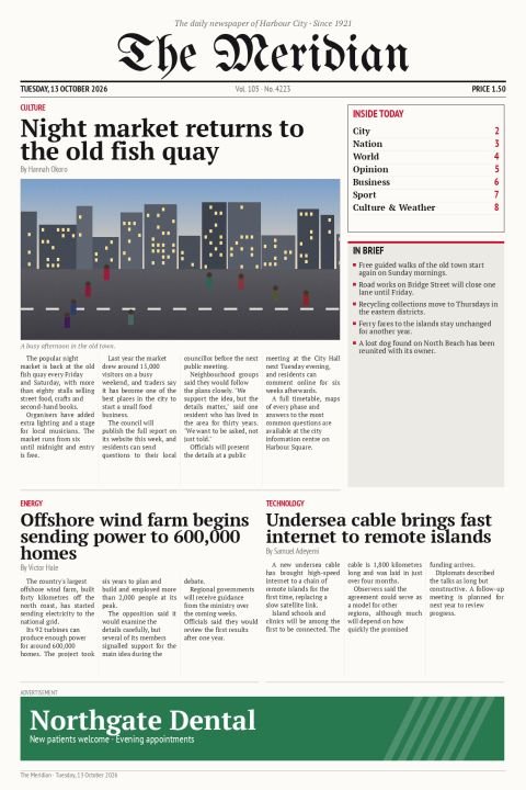 The Meridian Daily, Tuesday, 13 October 2026