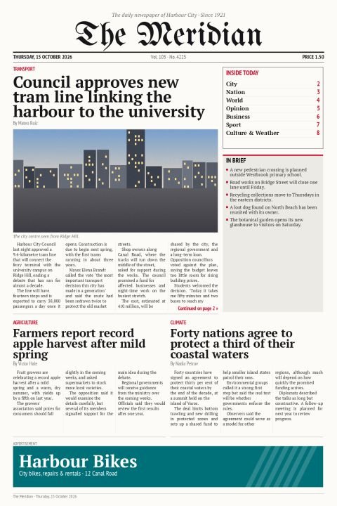 The Meridian Daily, Thursday, 15 October 2026
