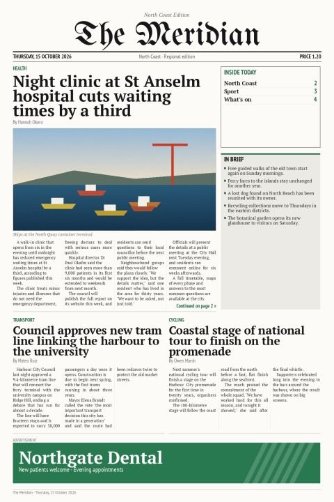 North Coast Edition, Thursday, 15 October 2026