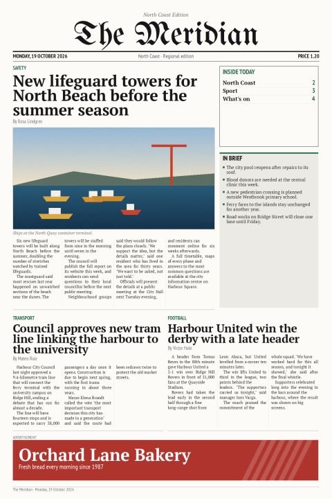 North Coast Edition, Monday, 19 October 2026