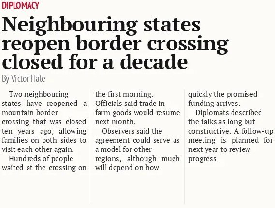 Neighbouring states reopen border crossing closed for a decade