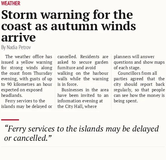 Storm warning for the coast as autumn winds arrive