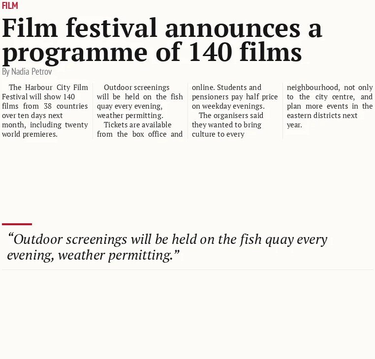 Film festival announces a programme of 140 films