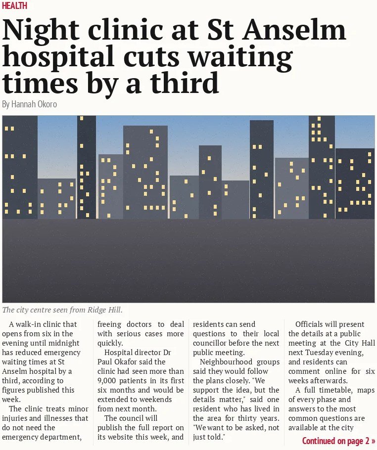 Night clinic at St Anselm hospital cuts waiting times by a third