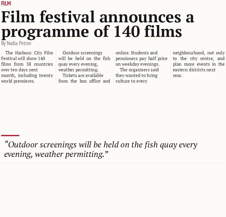 Film festival announces a programme of 140 films