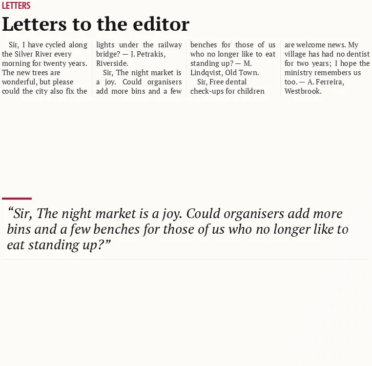 Letters to the editor