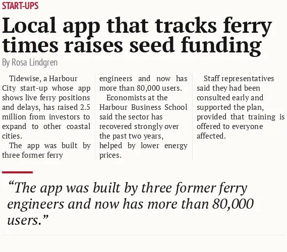 Local app that tracks ferry times raises seed funding