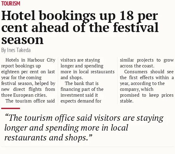 Hotel bookings up 18 per cent ahead of the festival season