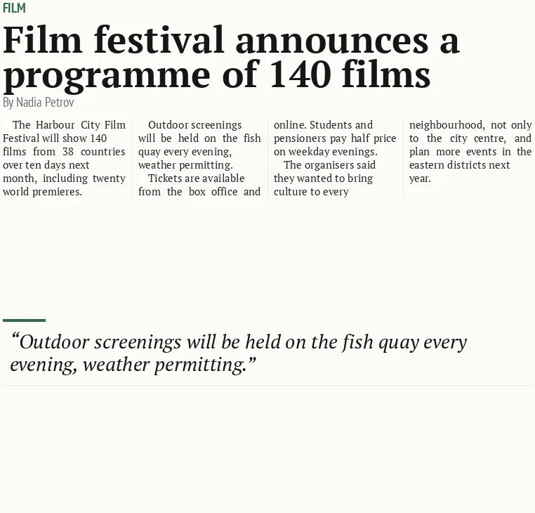 Film festival announces a programme of 140 films