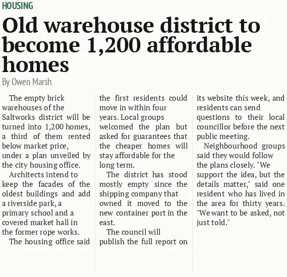 Old warehouse district to become 1,200 affordable homes