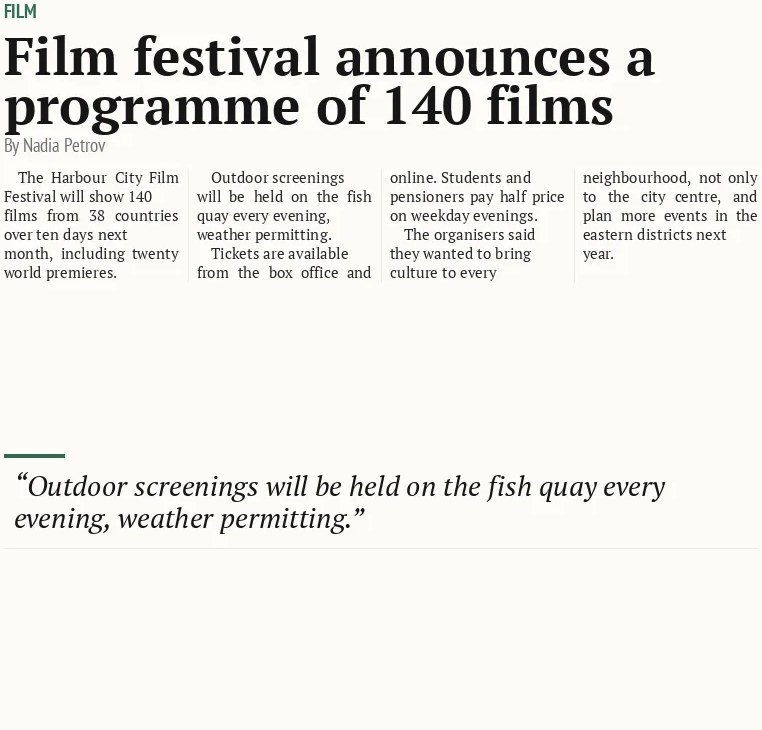 Film festival announces a programme of 140 films