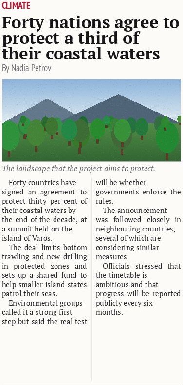 Forty nations agree to protect a third of their coastal waters