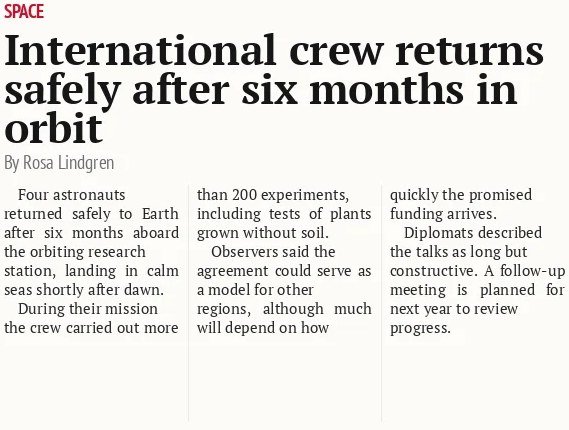 International crew returns safely after six months in orbit