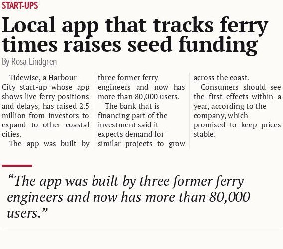 Local app that tracks ferry times raises seed funding