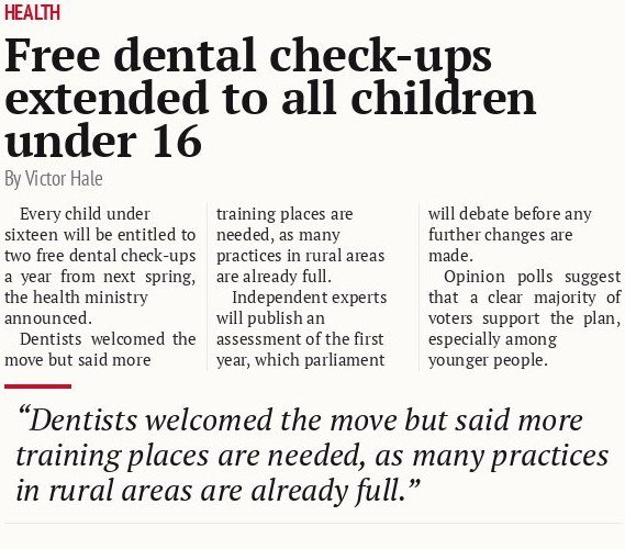 Free dental check-ups extended to all children under 16