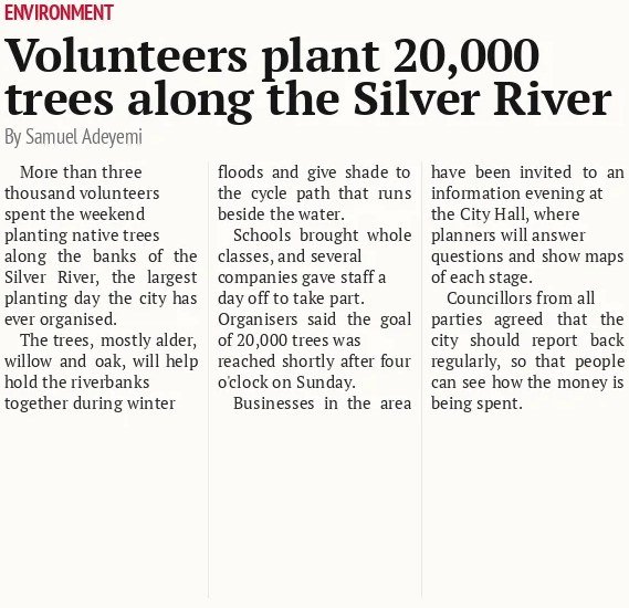 Volunteers plant 20,000 trees along the Silver River