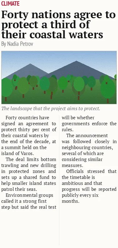 Forty nations agree to protect a third of their coastal waters