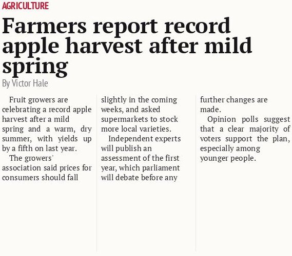 Farmers report record apple harvest after mild spring