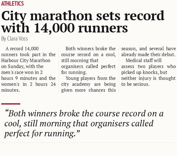 City marathon sets record with 14,000 runners