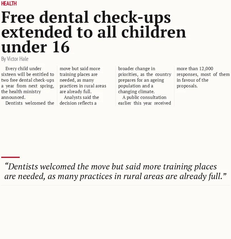 Free dental check-ups extended to all children under 16