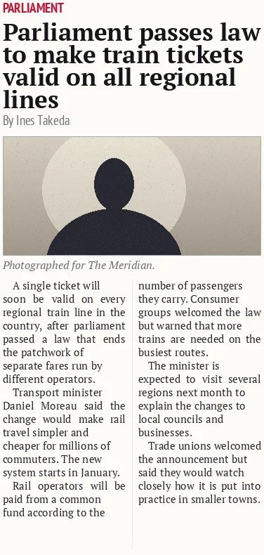 Parliament passes law to make train tickets valid on all regional lines