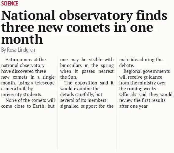 National observatory finds three new comets in one month