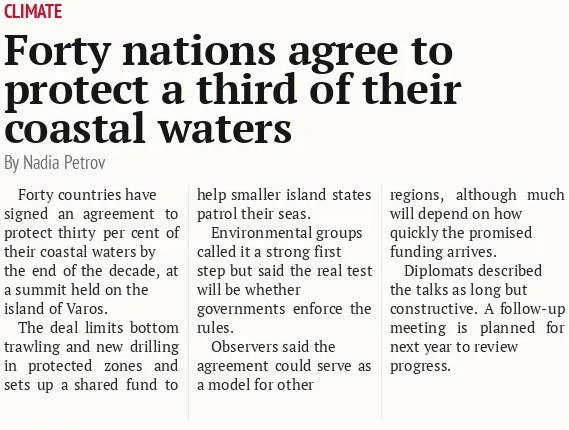 Forty nations agree to protect a third of their coastal waters