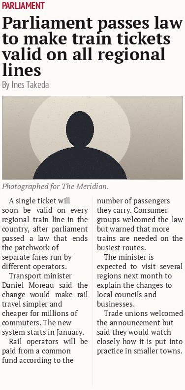 Parliament passes law to make train tickets valid on all regional lines
