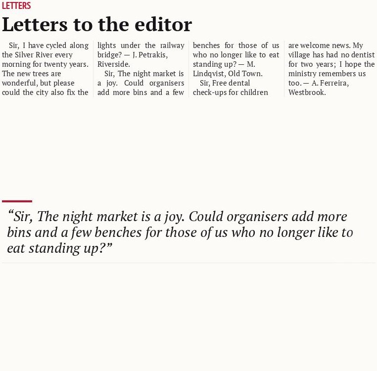 Letters to the editor