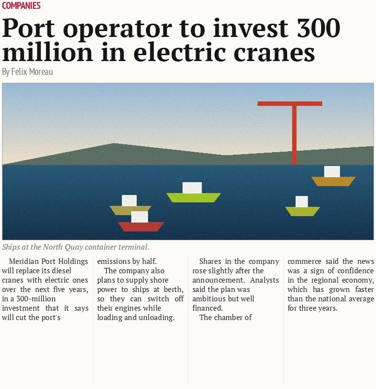 Port operator to invest 300 million in electric cranes