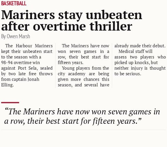 Mariners stay unbeaten after overtime thriller