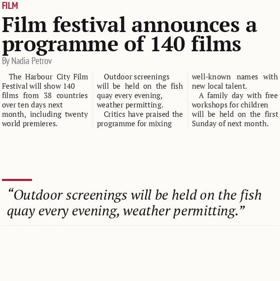 Film festival announces a programme of 140 films