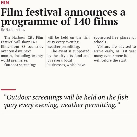 Film festival announces a programme of 140 films