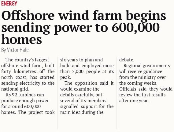 Offshore wind farm begins sending power to 600,000 homes
