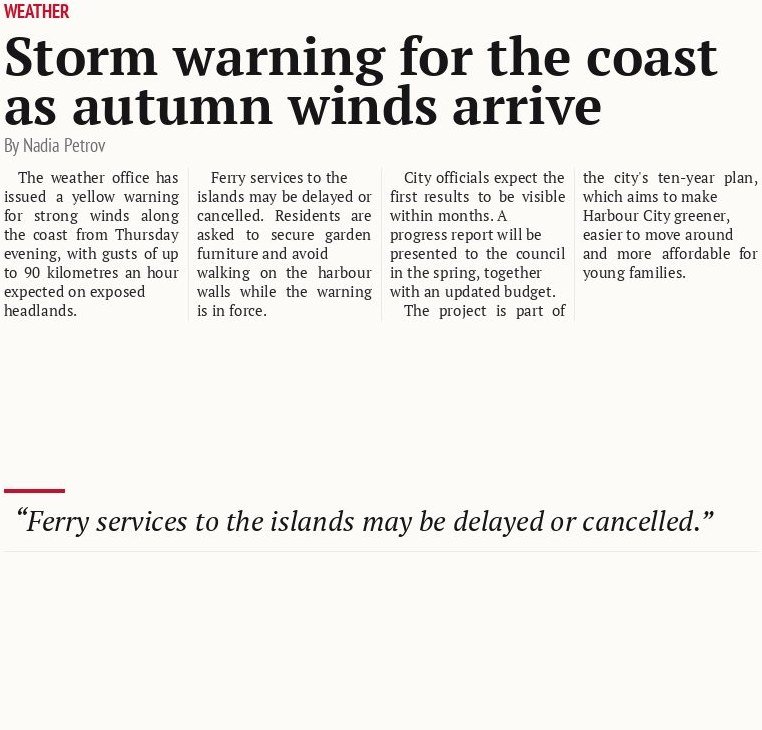 Storm warning for the coast as autumn winds arrive