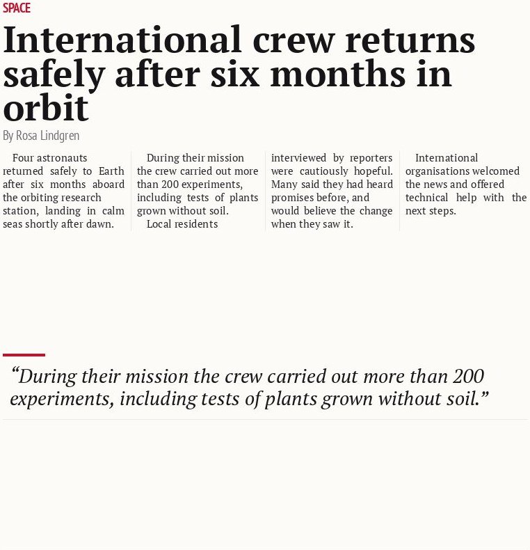 International crew returns safely after six months in orbit