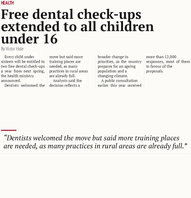 Free dental check-ups extended to all children under 16