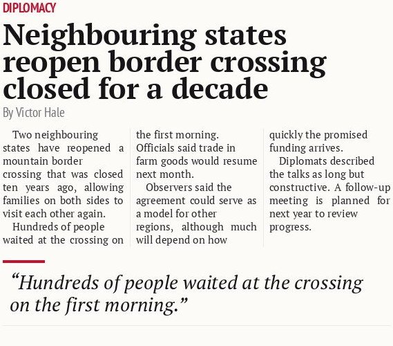 Neighbouring states reopen border crossing closed for a decade