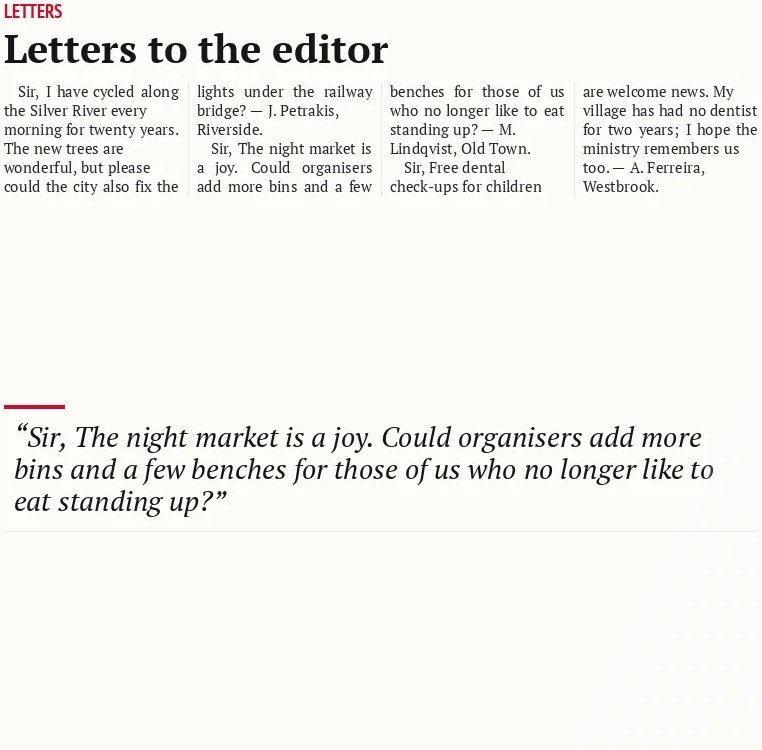 Letters to the editor