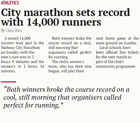 City marathon sets record with 14,000 runners