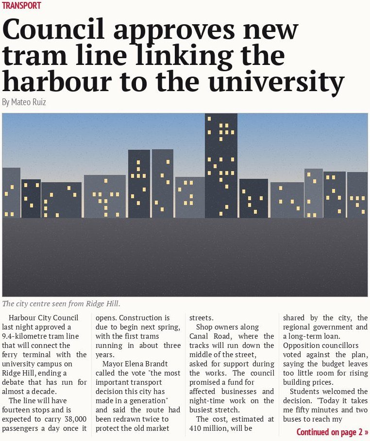 Council approves new tram line linking the harbour to the university