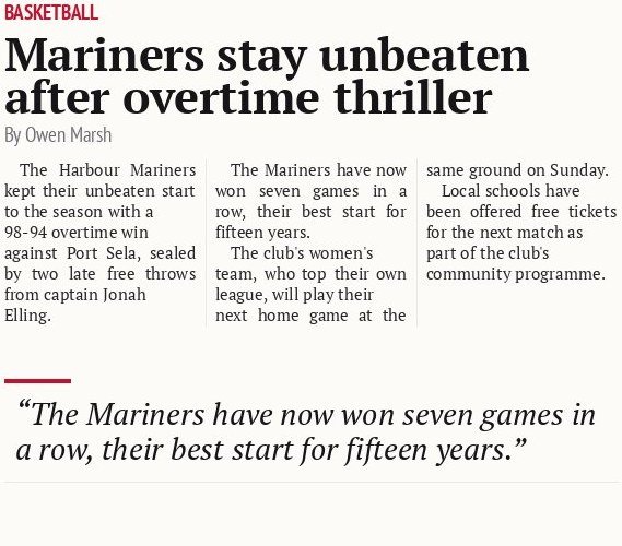 Mariners stay unbeaten after overtime thriller